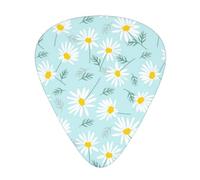 Delicada margarita floral azul y blanca,12 púas de guitarra, 3 grosores diferentes para guitarra acústica, bajo y ukelele
