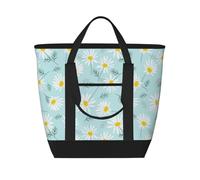 Delicada margarita floral azul y blanca,Bolsas de almuerzo de gran capacidad, bolsa de mano térmica para mujeres, hombres, trabajo, picnic, viajes.