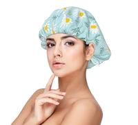 Delicada margarita floral azul y blanca,Gorro de dormir de satén para adultos - Gorro de dormir elástico para mujer, cubrecabello nocturno