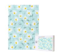 Delicada Margarita Floral Azul y Blanca,Rompecabezas de Madera de 300 Piezas para Adultos y Adolescentes.