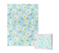 Delicada Margarita Floral Azul y Blanca,Rompecabezas de Madera de 500 Piezas para Adultos y Adolescentes.