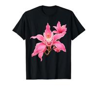 Delicada Orquídea Cymbidium Rosa Primer Plano Formas Mania Camiseta gráfica económica, Hombre, Negro, L