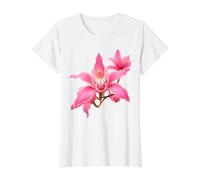 Delicada Orquídea Cymbidium Rosa Primer Plano Formas Mania Camiseta gráfica económica, Mujer, Blanco, L