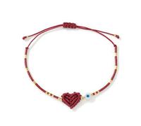 Delicada pulsera tejida a mano que combina diseño de corazón y místico mal de ojo multicolor, pulsera de cuentas de cadena de mano, One Size, como se describe