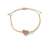 Delicada pulsera tejida a mano que combina diseño de corazón y místico mal de ojo multicolor, pulsera de cuentas de cadena de mano, One Size, como se describe