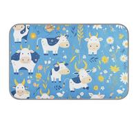Delicada vaca de dibujos animados azul oscuro verano gato refrigeración Mat auto enfriamiento 96.5 cm x 58.4 cm alfombra de refrigeración gel para hámster interior lindo mantas frías para perros M