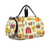 Delicadas bolsas de lona para niños, color rosa y azul con flores de cerezo para viajes, para fin de semana, para niños, Colorful Farm Life Beige, Classic