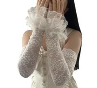 Delicadas mangas de encaje con diseño de burbujas para brazos, tela ventilada extrema para un uso cómodo para siempre, mangas de burbujas para mujer, complementos de moda, blanco, Talla única