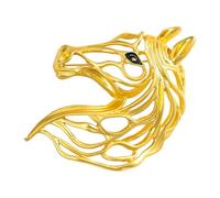 Delicado broche de caballo hueco de aleación para el pecho, joyería ligera para mujeres y hombres, selección de colores, joyería hueca de moda, One Size, como se describe
