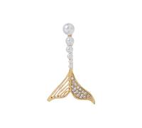 Delicado broche de cola de pez para mujer, con perlas de imitación, circonita cúbica, clip de solapa, suéter, bufandas, mochilas, broches, broches de joyería elegantes, regalos
