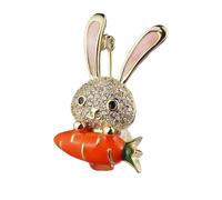 Delicado broche de conejo con diamantes de imitación, versátil y elegante, adecuado para uso diario o ocasiones de fiesta, broche de conejos de dibujos animados
