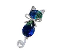 Delicado broche de diseño felino con cristales brillantes, accesorio de pecho de aleación resistente, regalo para los amantes de los animales, joyería felina de aleación, One Size, como se describe