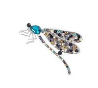 Delicado broche de libélulas de diamantes de imitación para mujer, joyería para mujeres de moda que buscan accesorios únicos y encantadores, pin de solapa profesional, One Size, Como se describe