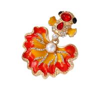Delicado broche de pescado que simboliza las buenas fortunas, piedras base de metal resistente, ideal para uso diario o regalo de pescado de la suerte, One Size, como se describe