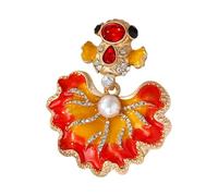 Delicado broche de pescado que simboliza las buenas fortunas, piedras base de metal resistentes, ideal para uso diario o regalo de joyería tradicional de peces, One Size, como se describe