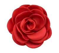 Delicado broche de rosa de satén para bodas y eventos, 10 cm, hecho a mano, tela floral con clip, accesorio de solapa de doble propósito para mujeres y hombres (caja de regalo), Large, Tela