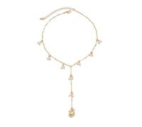 Delicado collar en Y del lirio del valle, gargantilla dorada con encantos florales blancos y colgante en forma de lágrima, cadena ajustable de 35cm y 7cm, gota de 10cm para mujeres, boda y uso diario