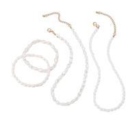 Delicado juego de accesorios de joyería de perlas, cadena de muñeca y collar de perlas elegantes para uso diario, reuniones, mejora el encanto