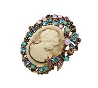 Delicado juego de pines de camafeo de doncella hecho a mano con joyas de oro antiguo, estilo vintage, para abrigos, blusas, accesorios, accesorios de ropa de mujer sin fecha, talla única, como se