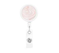 Delicado mármol rosa con imitación de oro rosa,Portatarjetas retráctil, portatarjetas enrollable con clip para identificación y pinza de cocodrilo.