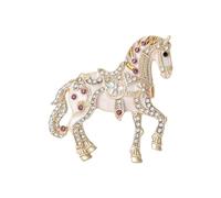 Delicado pin de caballo esmaltado con diamantes de imitación, elegante accesorio de solapa de animal para fiestas, eventos, accesorios diarios, joyería de caballo de dibujos animados, One Size, como
