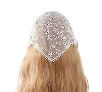 Delicado turbante de encaje con patrón de flores, bufanda transparente para mujer, accesorio para el cabello con fotos, diadema de ganchillo para mujer, diadema de ganchillo hecha a mano con bonito
