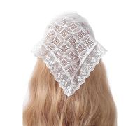 Delicado turbante de encaje con patrón de flores, bufanda triangular transparente para mujer, accesorio para el cabello
