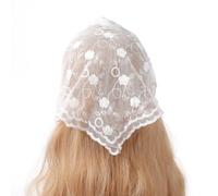 Delicado turbante de encaje con patrón de flores, bufanda triangular transparente para mujer, accesorio para el cabello