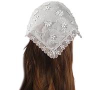 Delicado turbante de encaje con patrón de flores, bufanda triangular transparente para mujer, accesorio para el cabello