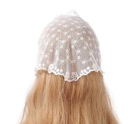 Delicado turbante de encaje con patrón de flores, bufanda triangular transparente para mujer, accesorio para el cabello