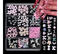 Delicados adornos de uñas de y fresa en 12 variedades para día de Valentín, diseño nupcial, decoraciones de corazones mixtos