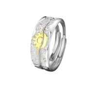 Delicados anillos de pareja de sol y luna, anillos de promesa a juego para él y ella, de plata de ley 925, anillos de compromiso celestial, joyería ajustable para mujeres y hombres