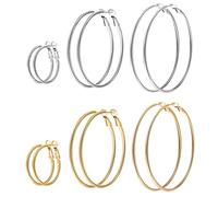 Delicados aretes colgantes de oro, aretes de aro de acero inoxidable para niñas, aretes de aro finos de oro ligeros para mujer, talla única, Metal, Sin piedra preciosa