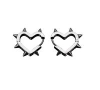 Delicados aretes de aro con forma de corazón pequeño, aretes de espina para mujer, decoración de joyería de moda, 14mm in diameter, acero de titanio