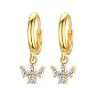 Delicados aretes de mariposa y circonita, chapados en oro de cobre, aretes pequeños, regalo para ella y amantes de los aretes