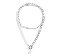 Delicados collares con colgante de perlas barrocas en capas, collar vintage de cadena de perlas blancas, collar de perlas sintéticas, joyería de regalo para mujeres, adolescentes y niñas, Zinc, Sin