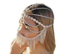 Delicados diamantes de imitación, borlas, velo, tocado, fiesta de máscaras, disfraz de baile, accesorios para el cabello para mujeres de moda