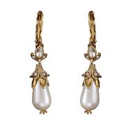 Delicados pendientes colgantes hechos a mano con perlas de aleación con textura de gota, adecuados para fiestas y uso diario, aretes retro con diamantes de imitación para mujer