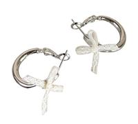 Delicados pendientes de cobre con lazo para la oreja, elegante lazo de encaje, para mujeres de todas las edades, talla única, como se describe, como se describe