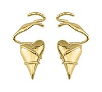 Delicados Pendientes De Corazón Envueltos En Alambre Ligeros En Tono Dorado/plateado Joyería Nocturna Para Fecha Accesorios Oreja Hechos A Mano Aleación