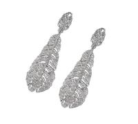 Delicados pendientes de gota con plumas y diamantes de imitación, aretes únicos para un aspecto elegante, talla única, como se describe, como se describe