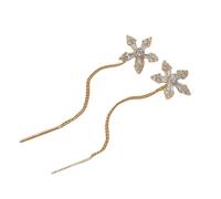 Delicados pétalos colgantes con borlas móviles, aretes colgantes florales para ocasiones casuales o formales, aretes de cadena larga, talla única, como se describe, como se describe