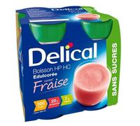 Delical Edulcorée Fresa 24 Botes x 200 ml - Alimento Hiperproteico e Hipercalórico Diabéticos, Desnutrición