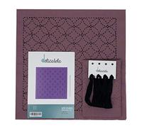DELICATELA Sashiko | Kit de bordado Japonés | Tela de 68cm x 34cm pre-estampada (30cm x 30cm) | Hilo natural | Aguja larga | Instrucciones de bordado | Diseño Siete Tesoros (Lila)