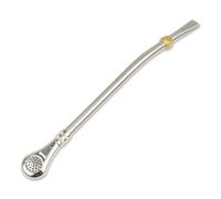 Delicatino - Bombilla Pampa de Acero Inoxidable - Forma Curva de 19 cm, Filtro Desmontable para Limpieza Profunda - Ideal para Mates Grandes - Acero Natural