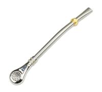 Delicatino - Bombilla Pampa para Mate - Acero Inoxidable (16cm) - Curva con Filtro de Zinc Desmontable - Ideal para Mates Medianos