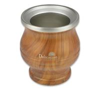 Delicatino - Mate de Acero Inoxidable Efecto Madera - Doble Pared Térmica, Apto para Lavavajillas - Capacidad 180 ml