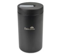 Delicatino - Yerbera para Yerba Mate | Acero Inoxidable con Dosificador | 16.5 x 9 cm | Negro.