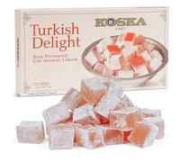 Delicias turcas 500g | Sin gluten | sabor a rosa de Koska | Confitería tradicional de lujo |Vegano | Halal | Kosher | Lokum (Loukoumi)