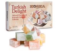 Delicias turcas con diferentes sabores 500 g I sabor a rosa, limón, naranja, menta | Confitería tradicional | Vegano | Halal | Kosher | caramelo blando Postre Lokum (Loukoumi) |